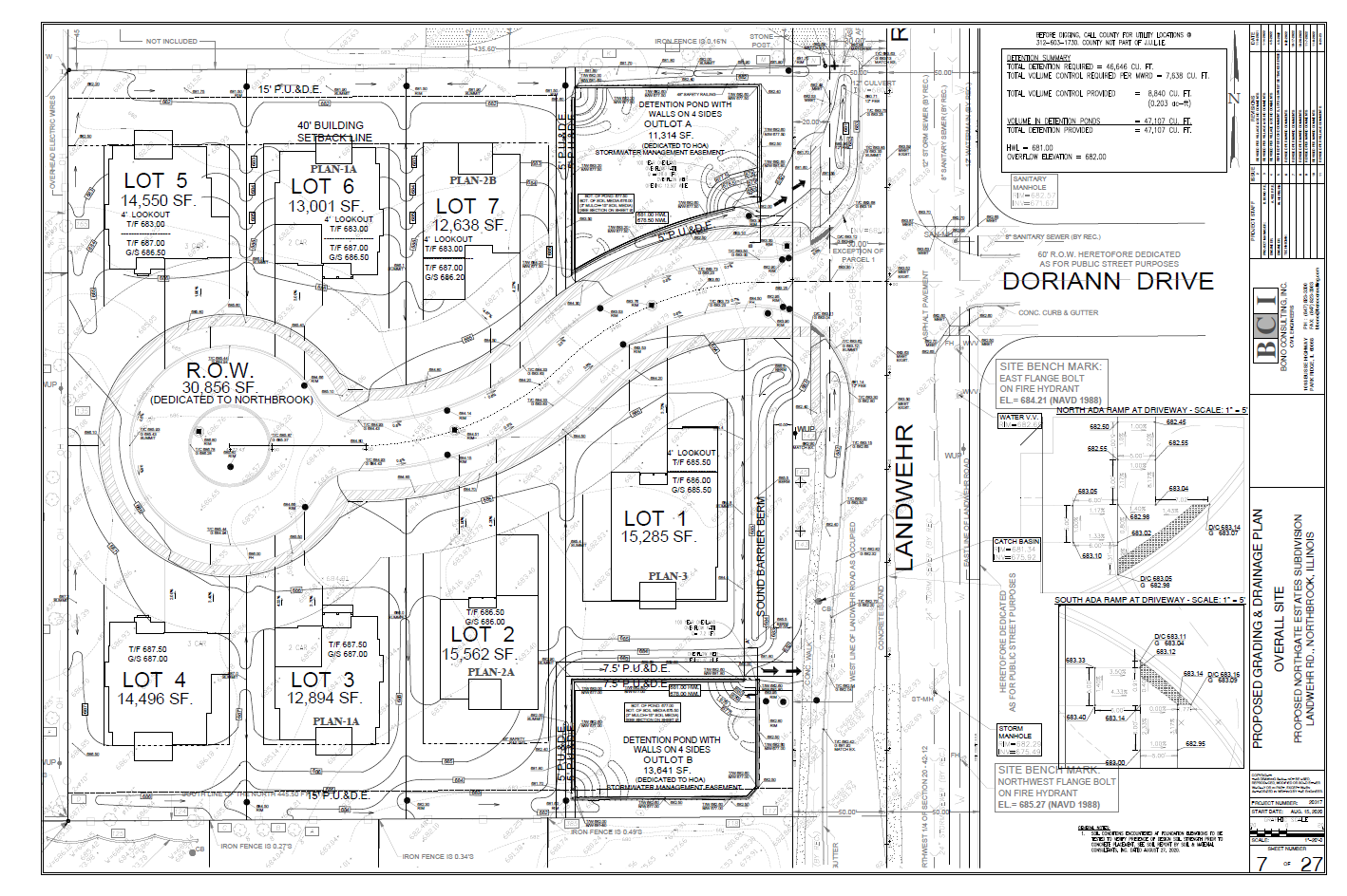 detailed map of the proposed grading and drainage plan for Northgate development